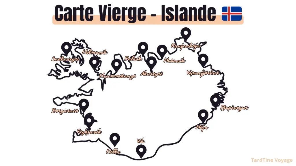 carte vierge islande road trip novembre